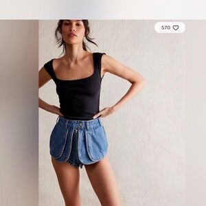 NWT Free People We The Free Prince Street Denim Shorts Blue 26 or 27